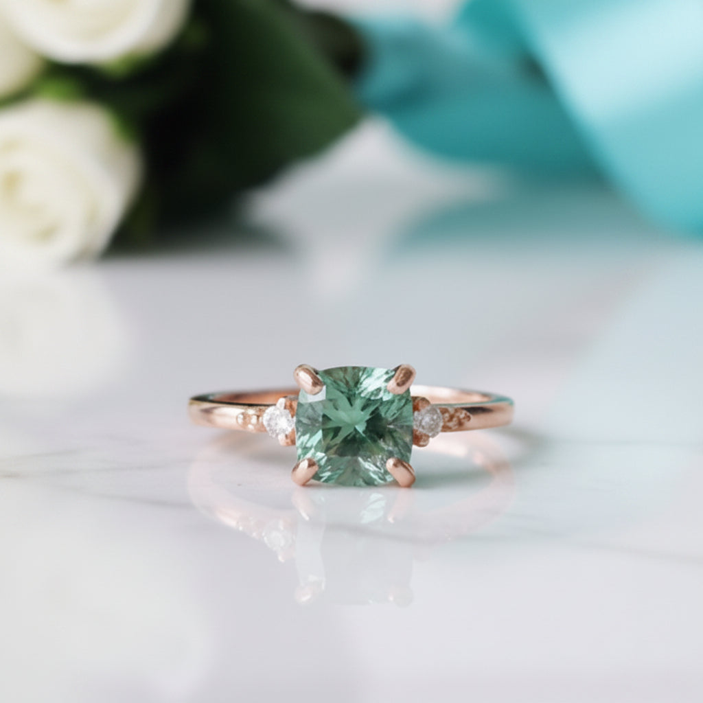 Rose Gold Engagement Ring with Cushion Cut Diamond-Evani Jewelry