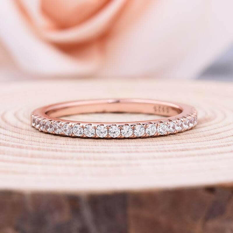 Rose Gold Halo Cushion Cut Peachy Pink Stone Wedding Ring Set-Evani Naomi Jewelry
