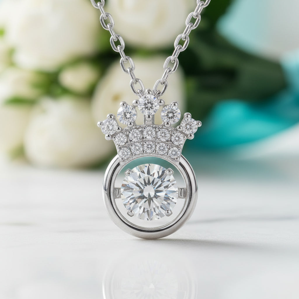 Round 0.5 ct Diamond Crown Shaped Necklace-Evani Jewelry
