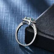 Round 1.00 ct Diamond Cushion Halo Engagement Ring-Evani Naomi Jewelry