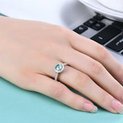 Round 1.00 ct Diamond Halo Adjustable Engagement Ring-Evani Naomi Jewelry