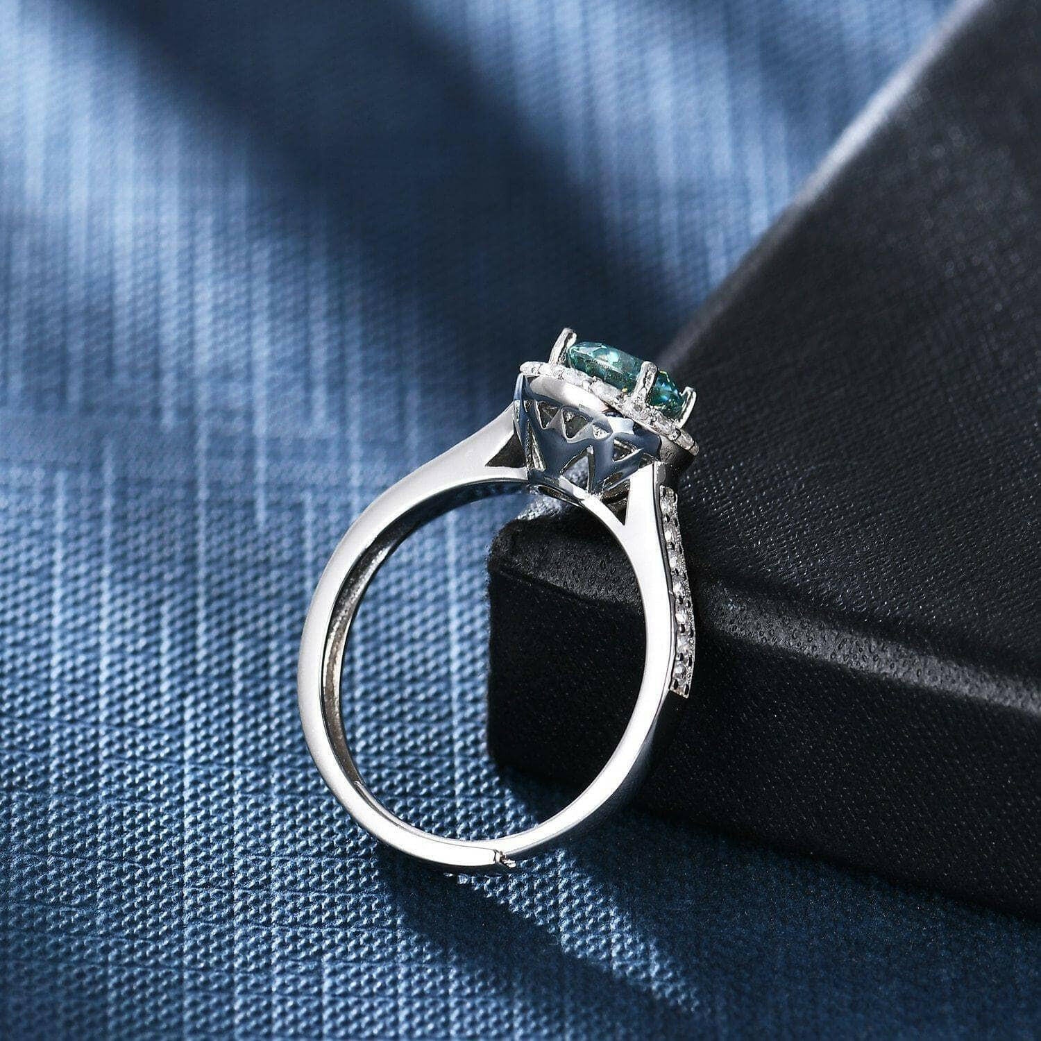 Round 1.00 ct Diamond Halo Adjustable Engagement Ring-Evani Naomi Jewelry