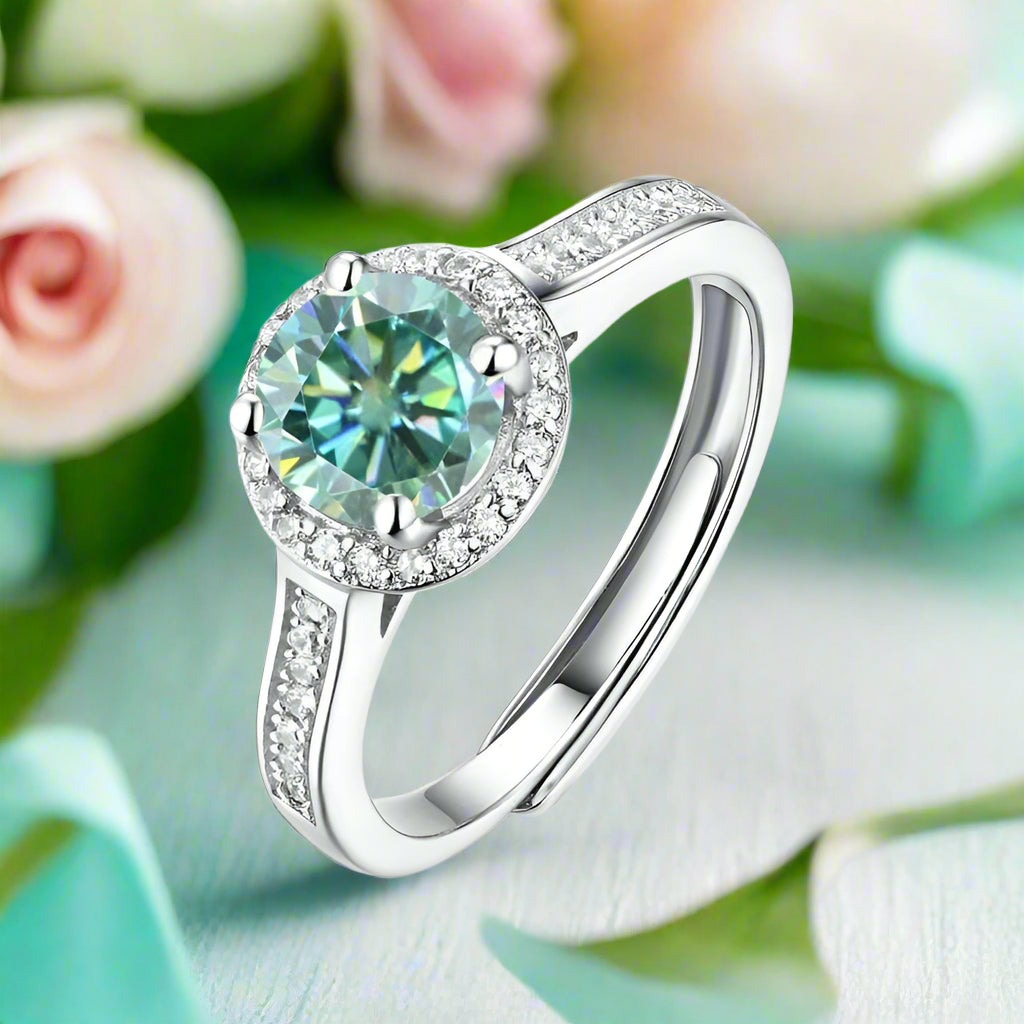 Round 1.00 ct Diamond Halo Adjustable Engagement Ring-Evani Jewelry