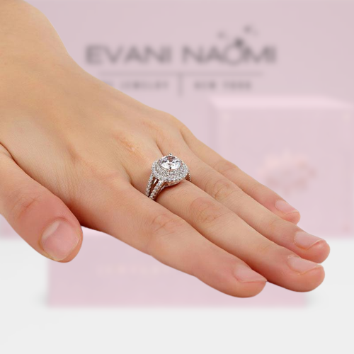 Round 1.25 ct Diamond Double-Halo Engagement Ring-Evani Naomi Jewelry