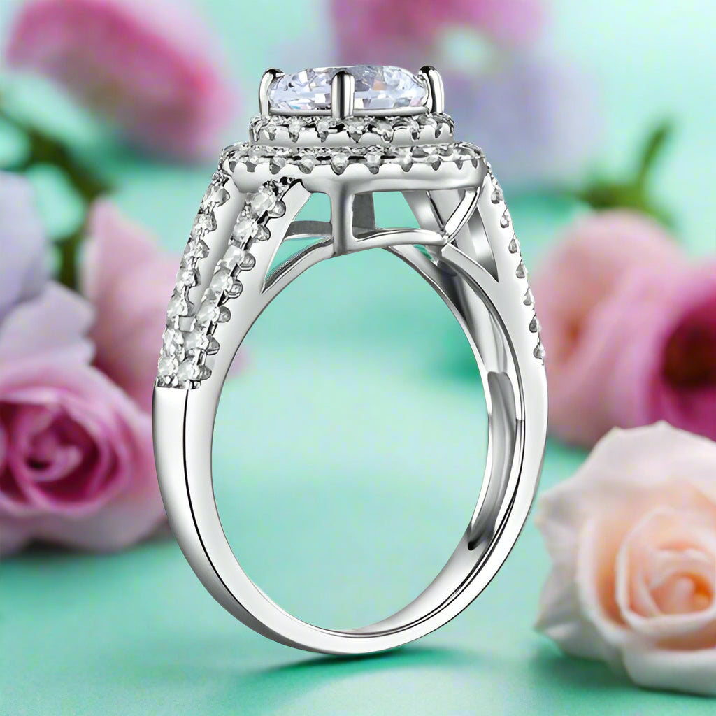 Round 1.25 ct Diamond Double-Halo Engagement Ring-Evani Naomi Jewelry