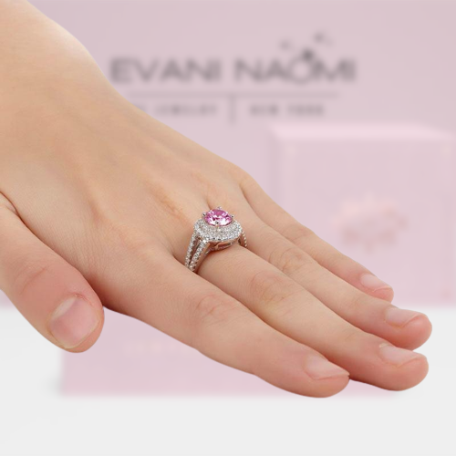 Round 1.25 ct Diamond Double-Halo Engagement Ring-Evani Naomi Jewelry