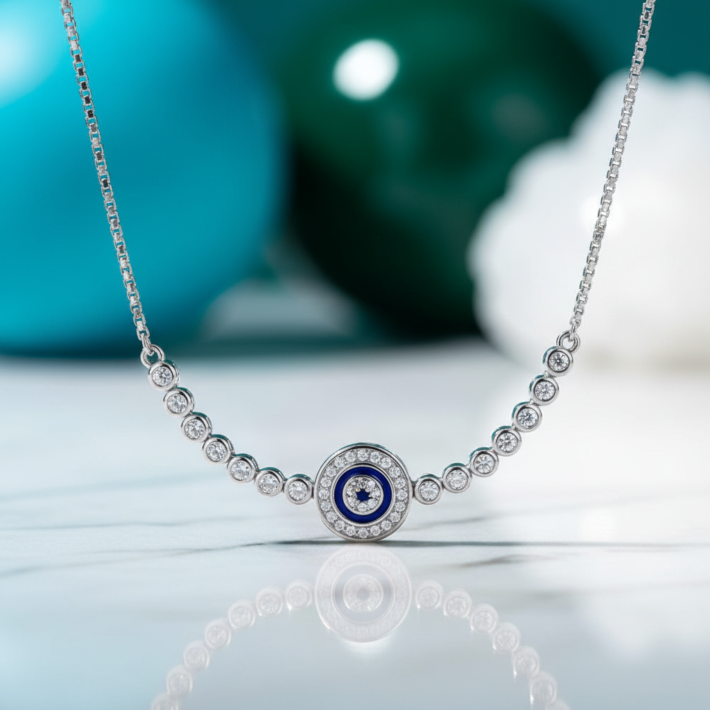 Round Blue Eye Diamond Bolo Adjustable Bracelet-Evani Jewelry