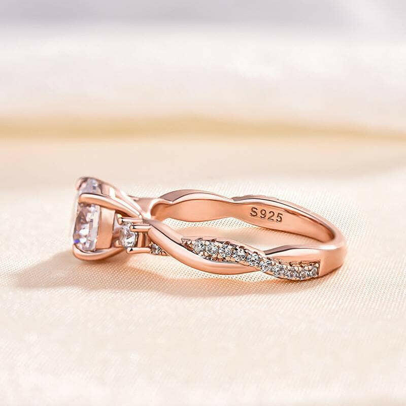 Round Cut 1.25ct Three Stone Twist Engagement Ring-Evani Naomi Jewelry