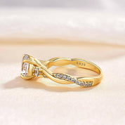 Round Cut 1.25ct Three Stone Twist Engagement Ring-Evani Naomi Jewelry