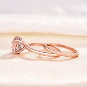 Round Cut 3.5ct Morganite Pink Rose Gold Bridal Set-Evani Naomi Jewelry