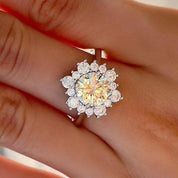 Round Cut Light Yellow Sapphire Snowflake Design Engagement Ring-Evani Naomi Jewelry