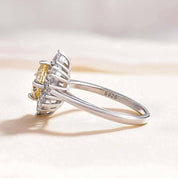 Round Cut Light Yellow Sapphire Snowflake Design Engagement Ring-Evani Naomi Jewelry