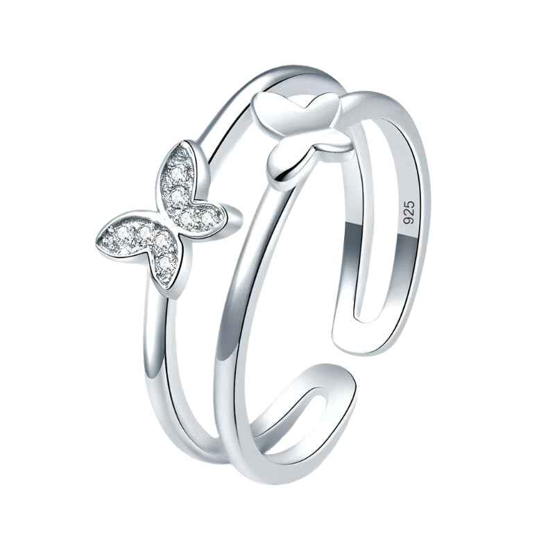 Round Diamond Butterfly Ring Band-Evani Naomi Jewelry