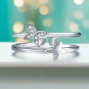 Round Diamond Butterfly Ring Band-Evani Naomi Jewelry