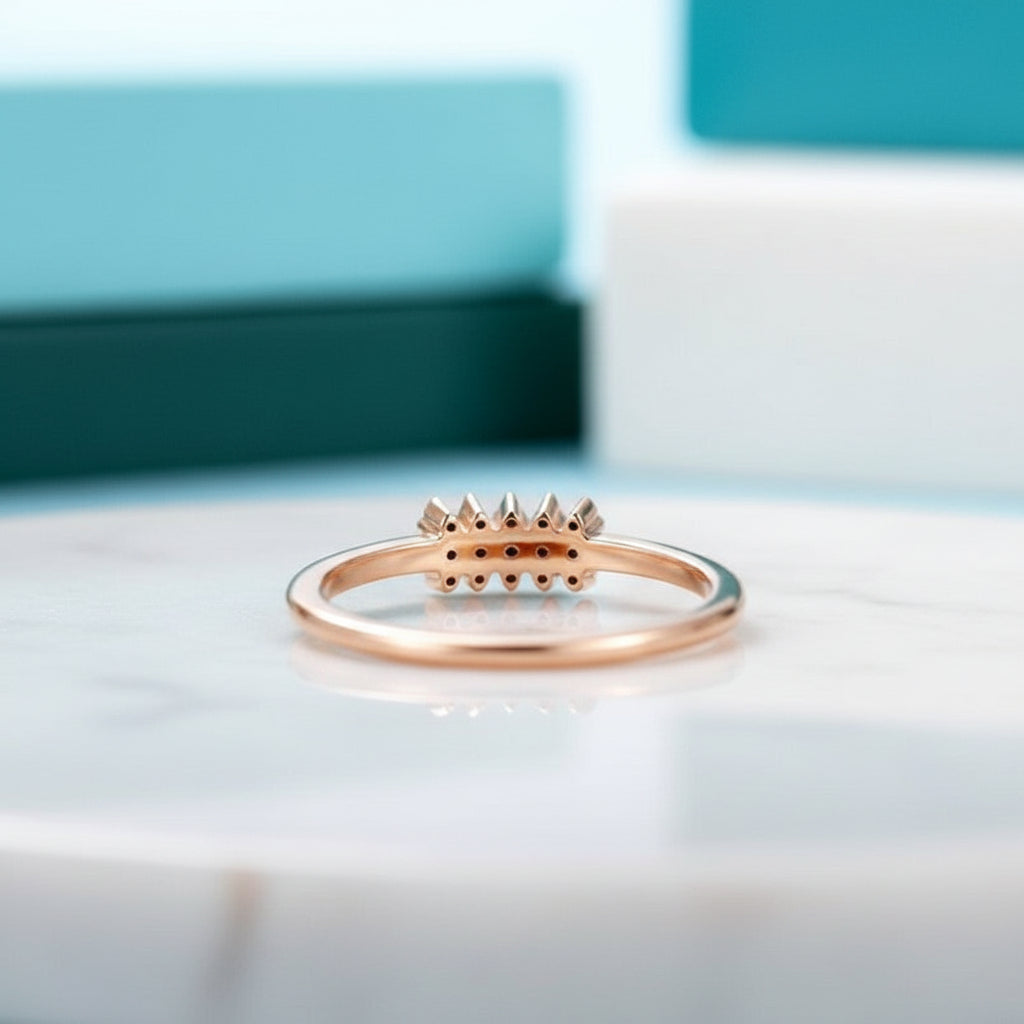 Round Diamond Dainty Stackable 14k Gold Wedding Band-Evani Jewelry