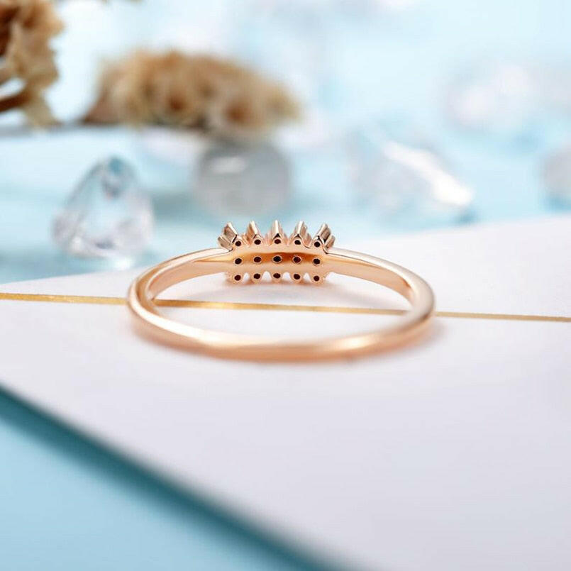Round Diamond Dainty Stackable 14k Gold Wedding Band-Evani Naomi Jewelry