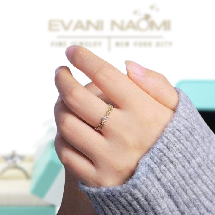 Round Diamond Stackable 14k Gold Wedding Band-Evani Naomi Jewelry