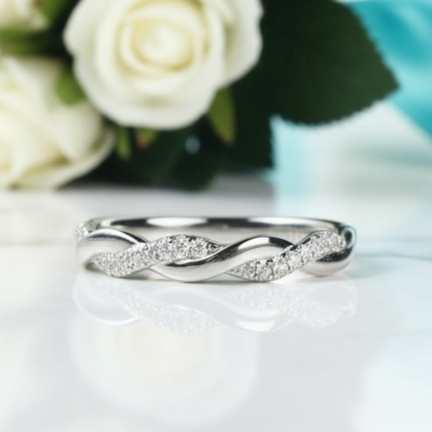 Round Diamond Stackable Twist Wedding Band-Evani Jewelry
