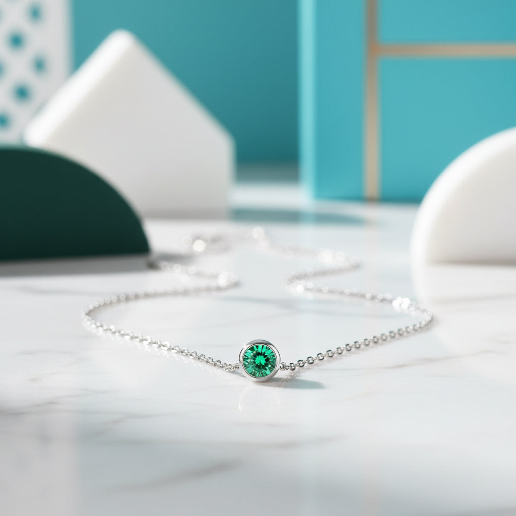 Round-cut 0.5 ct Green Diamond Solitaire Necklace-Evani Jewelry