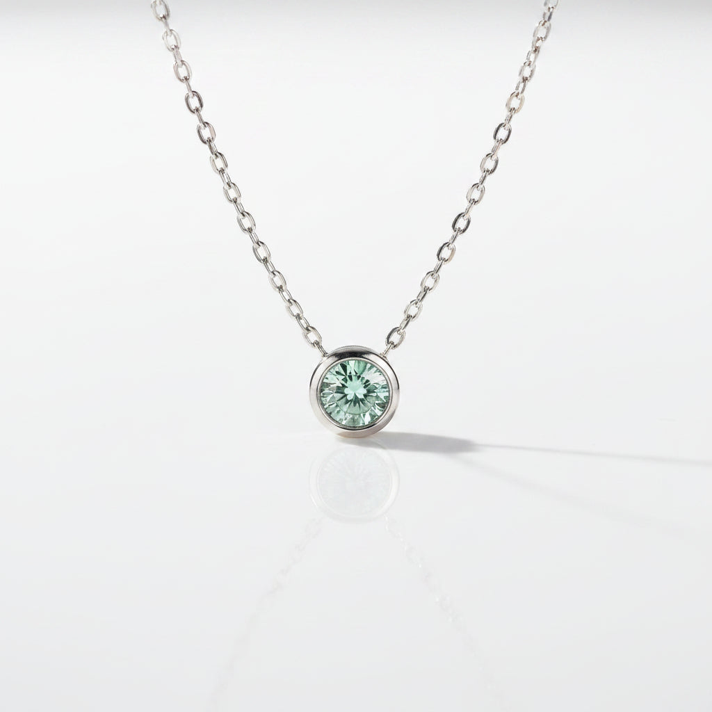 Round-cut 0.5 ct Green Diamond Solitaire Necklace-Evani Jewelry