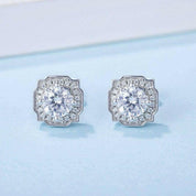 Round-cut 1.0 ct Diamond Halo Earrings-Evani Naomi Jewelry