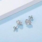Round-cut 1.0 ct Diamond Halo Earrings-Evani Naomi Jewelry