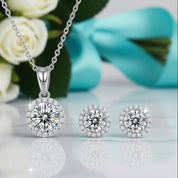 Round-cut 1.0 ct Diamond Halo Jewelry Set-Evani Jewelry
