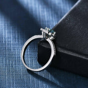 Round-cut 1.00 ct Green Diamond Halo Engagement Ring-Evani Naomi Jewelry