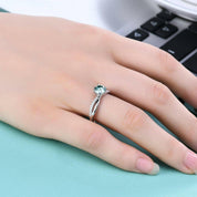 Round-cut 1.00 ct Green Diamond Split Shank Engagement Ring-Evani Naomi Jewelry