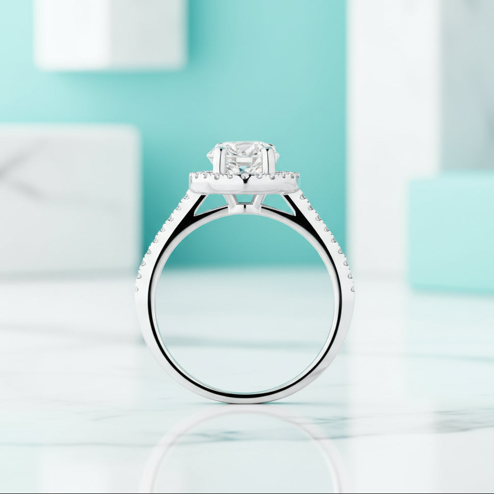 Round-cut 1.25 ct Diamond Halo Engagement Ring-Evani Jewelry