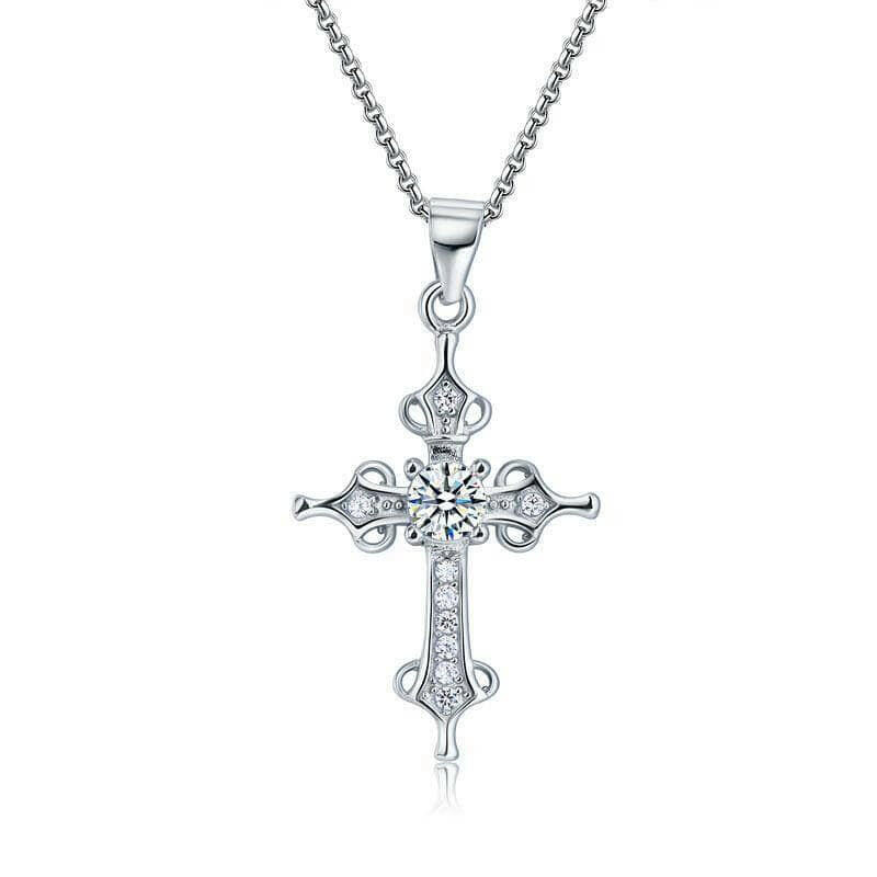 Round-cut Diamond Cross Shaped Necklace-Evani Naomi Jewelry
