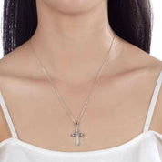Round-cut Diamond Cross Shaped Necklace-Evani Naomi Jewelry
