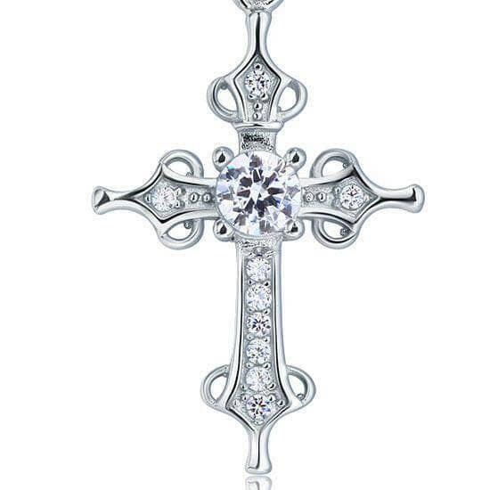 Round-cut Diamond Cross Shaped Necklace-Evani Naomi Jewelry