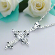 Round-cut Diamond Cross Shaped Necklace-Evani Naomi Jewelry