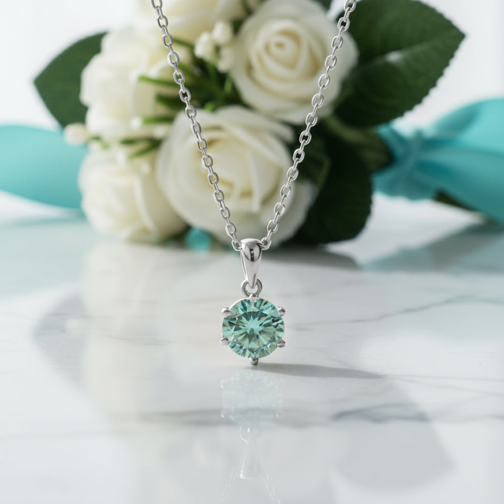 Simple 1.0 ct Green Diamond Solitaire Necklace-Evani Jewelry