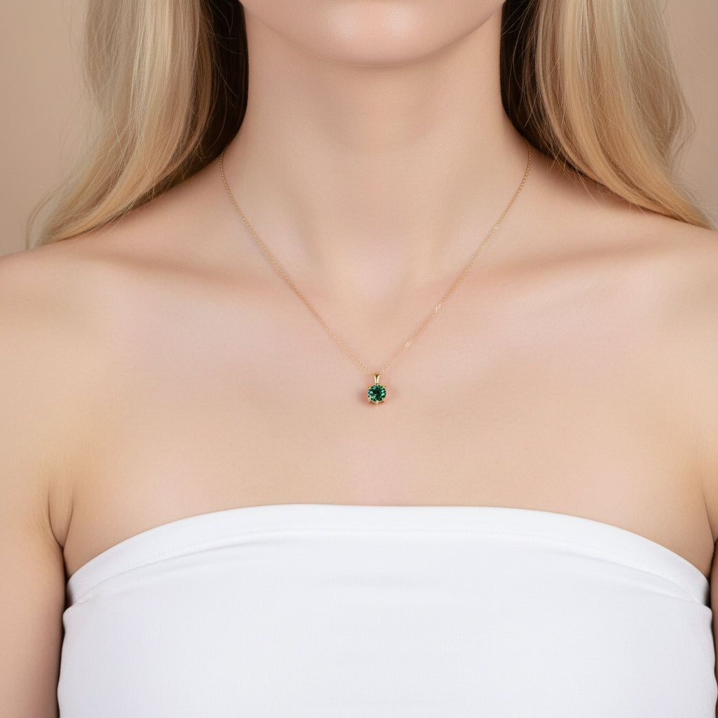 Simple 1.0 ct Green Diamond Solitaire Necklace-Evani Jewelry