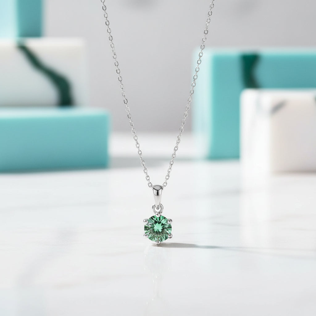 Simple 1.0 ct Green Diamond Solitaire Necklace-Evani Jewelry