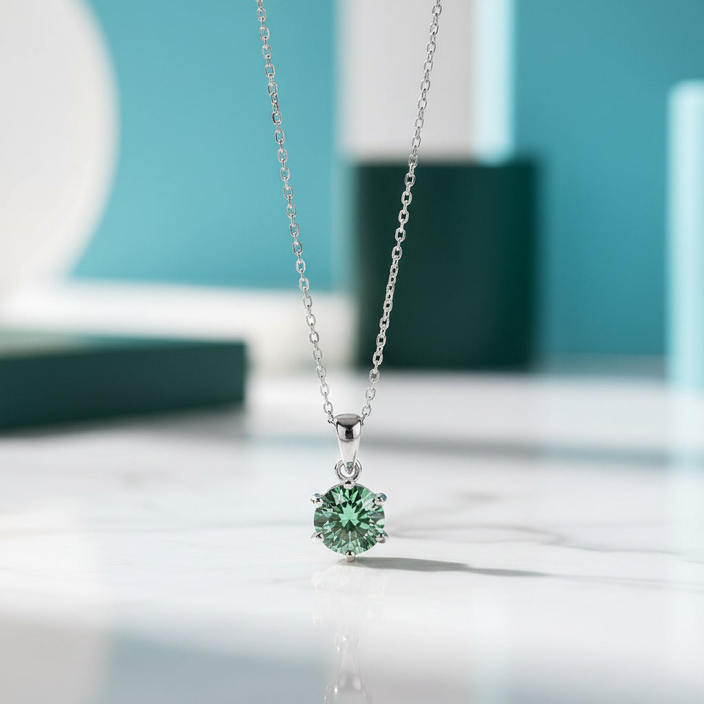 Simple 1.0 ct Green Diamond Solitaire Necklace-Evani Jewelry