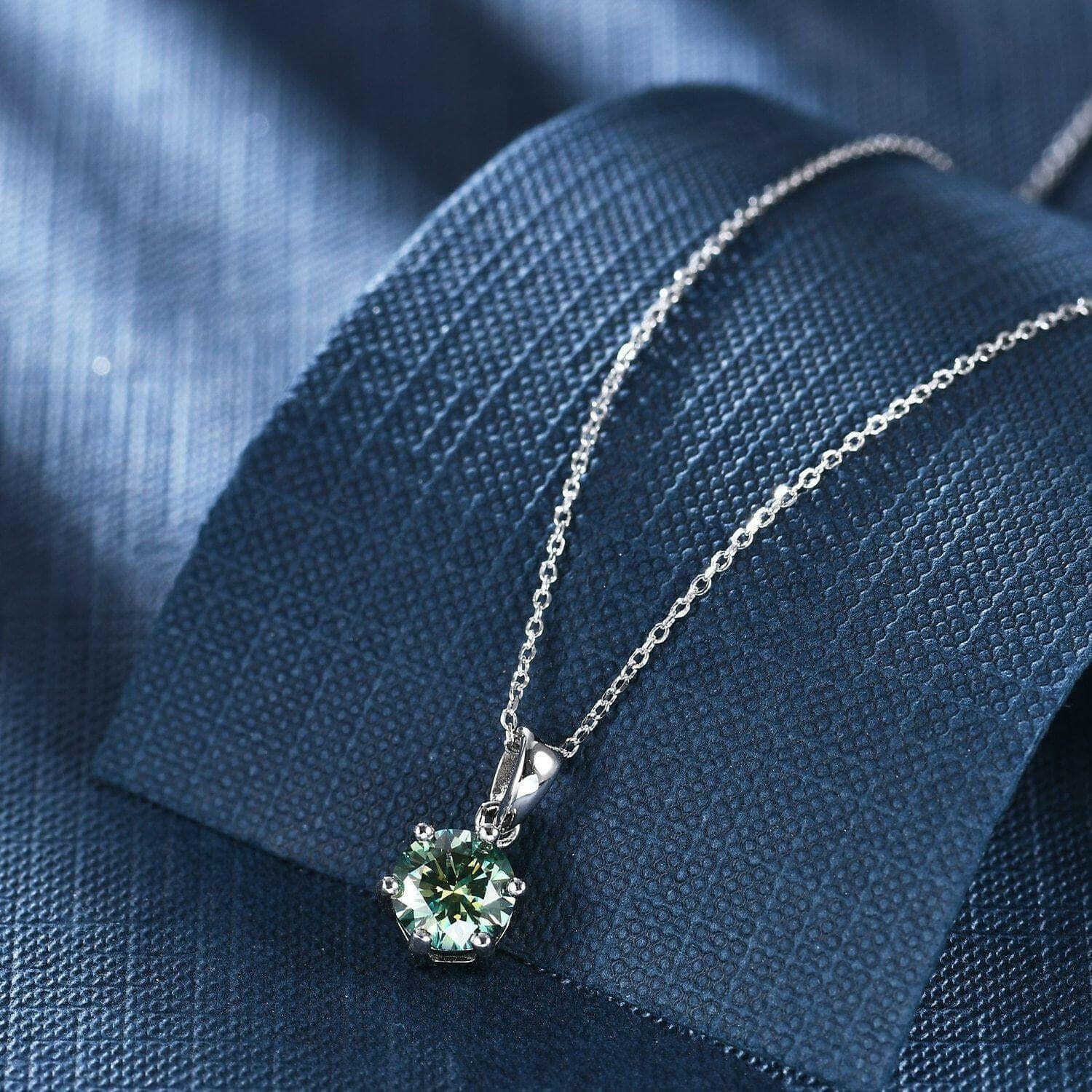 Simple 1.0 ct Green Diamond Solitaire Necklace-Evani Naomi Jewelry