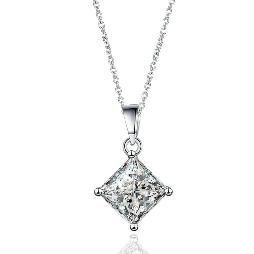 Simple 2.0 ct Princess-cut Diamond Necklace-Evani Naomi Jewelry