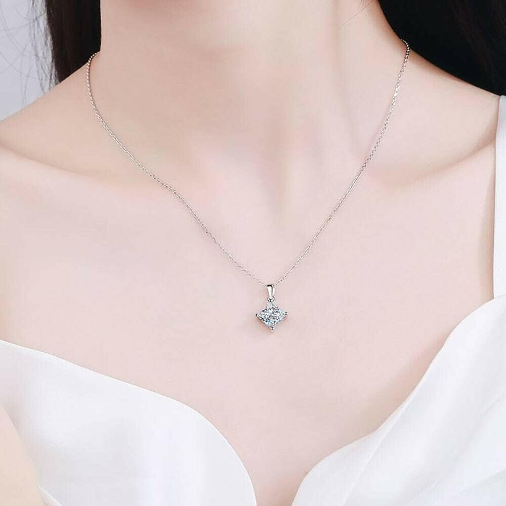 Simple 2.0 ct Princess-cut Diamond Necklace-Evani Naomi Jewelry