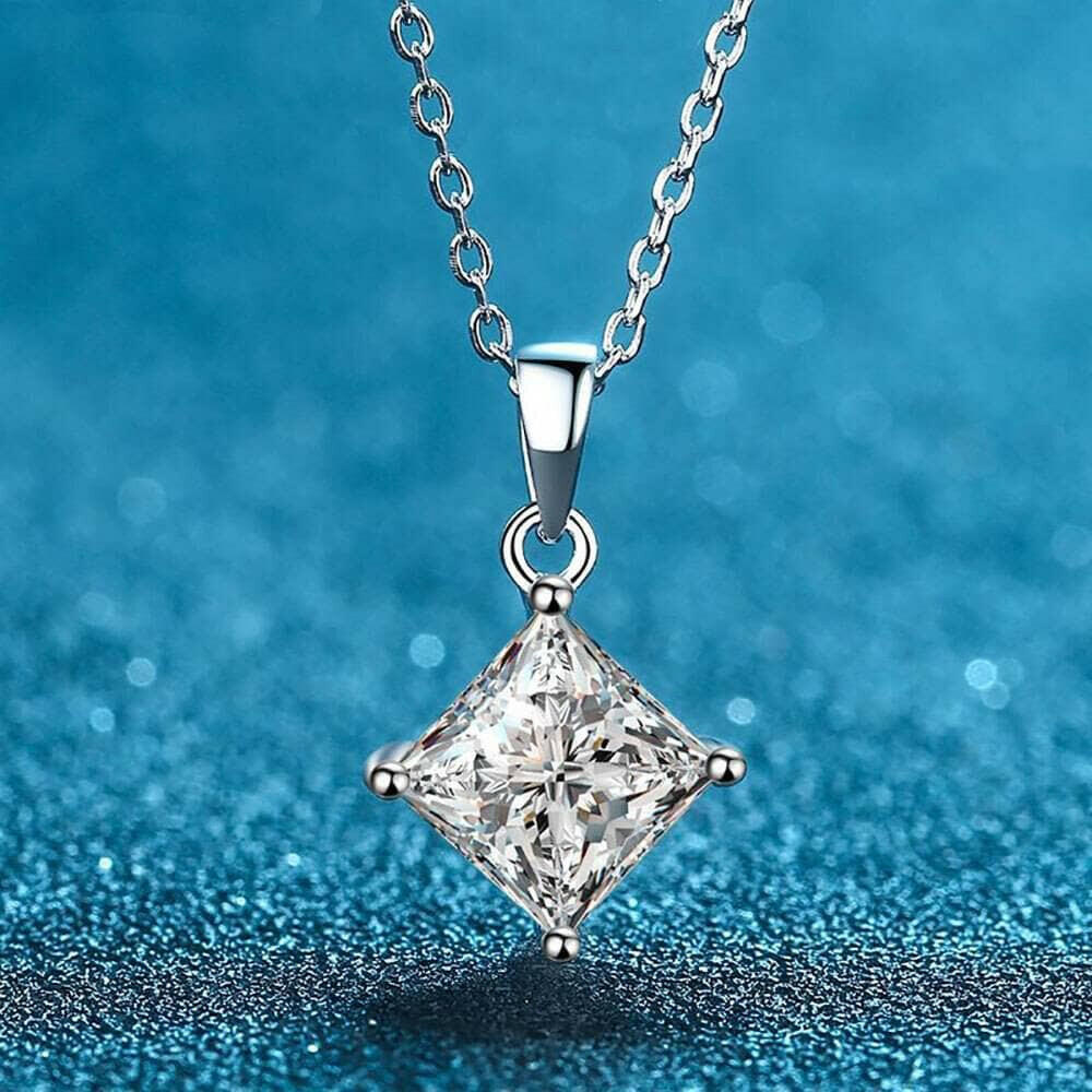 Simple 2.0 ct Princess-cut Diamond Necklace-Evani Naomi Jewelry