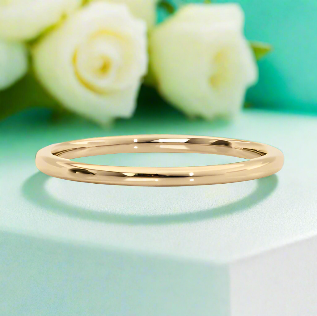 Simple Glossy Yellow Gold Wedding Band-Evani Naomi Jewelry