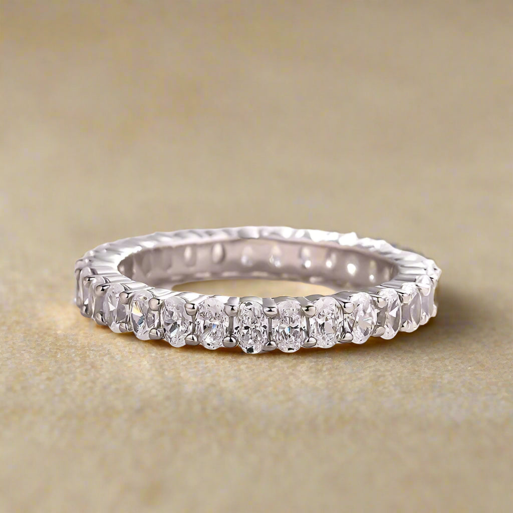 Simple Oval Cut Diamond Eternity Wedding Band-Evani Naomi Jewelry