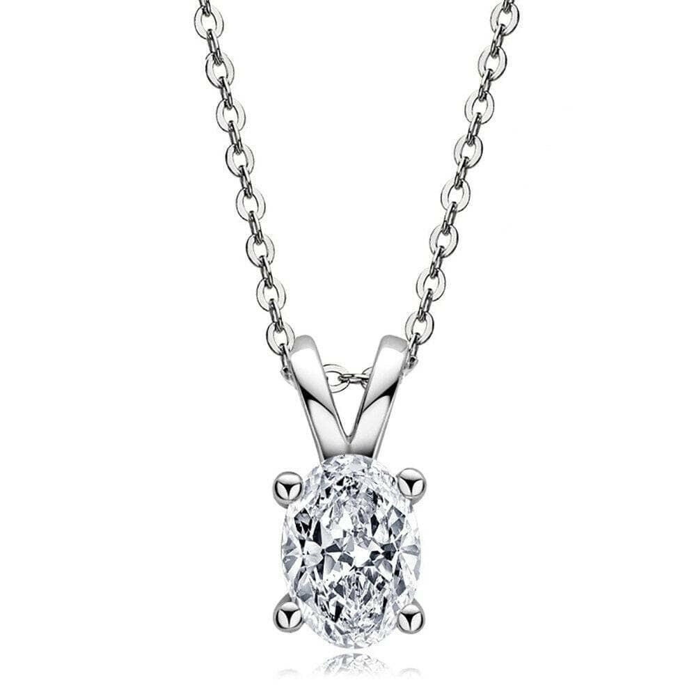 Simple Oval-cut 1.0 ct Diamond Clavicle Necklace-Evani Naomi Jewelry