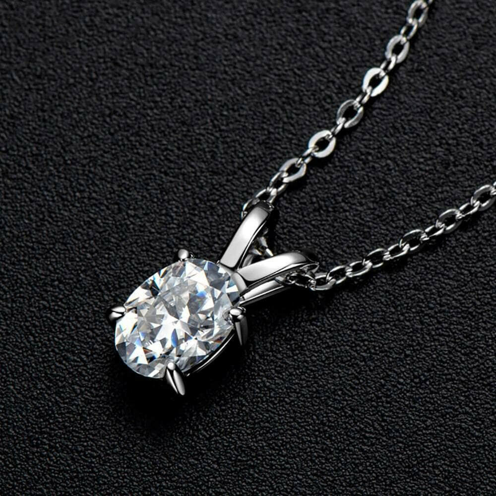 Simple Oval-cut 1.0 ct Diamond Clavicle Necklace-Evani Naomi Jewelry