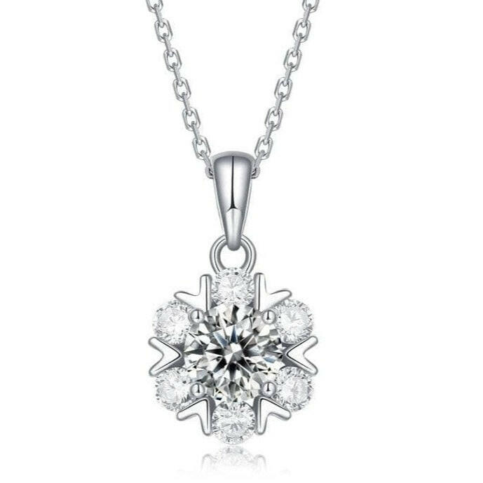 Snowflake 1.0 ct Round Diamond Necklace-Evani Naomi Jewelry