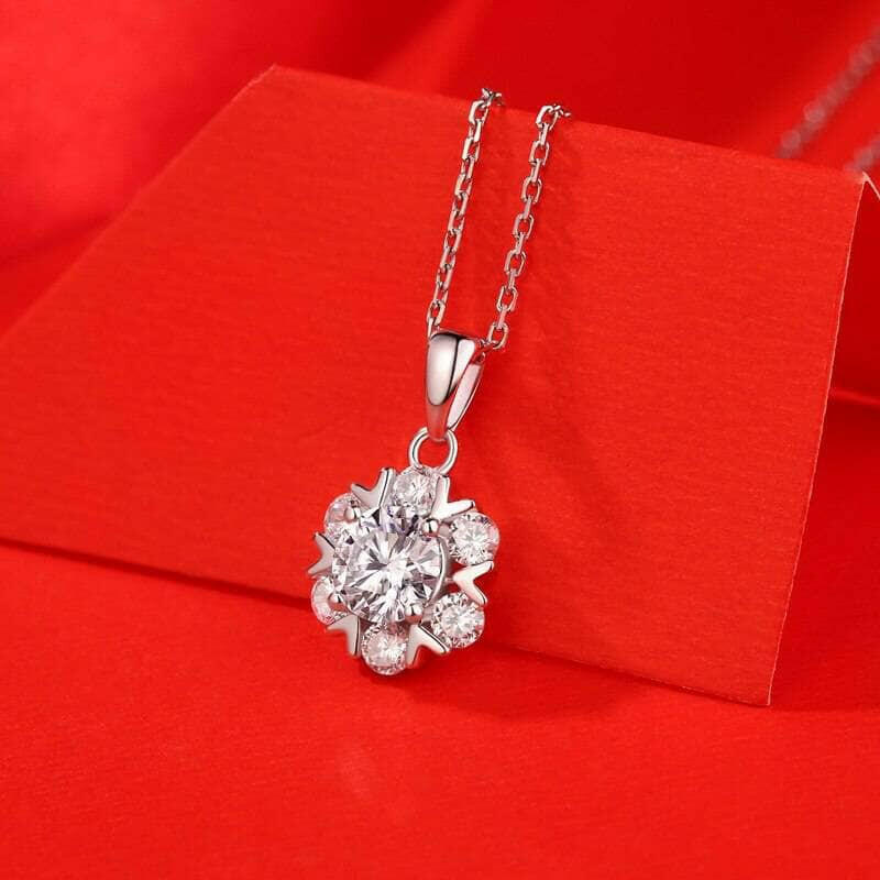 Snowflake 1.0 ct Round Diamond Necklace-Evani Naomi Jewelry