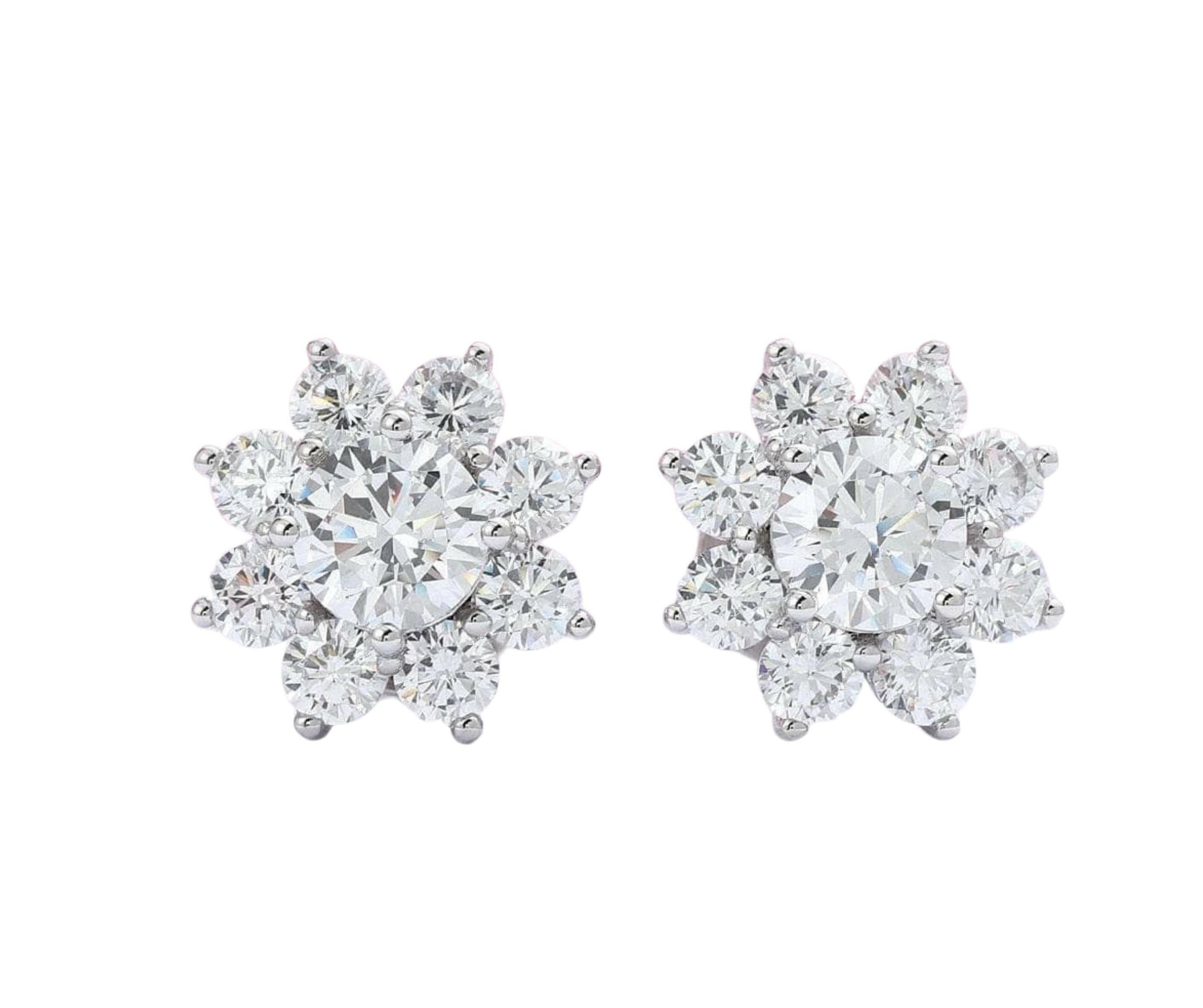Snowflake Shaped 1.0 ct Diamond Stud Earrings-Evani Naomi Jewelry