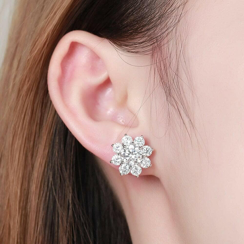 Snowflake Shaped 1.0 ct Diamond Stud Earrings-Evani Naomi Jewelry